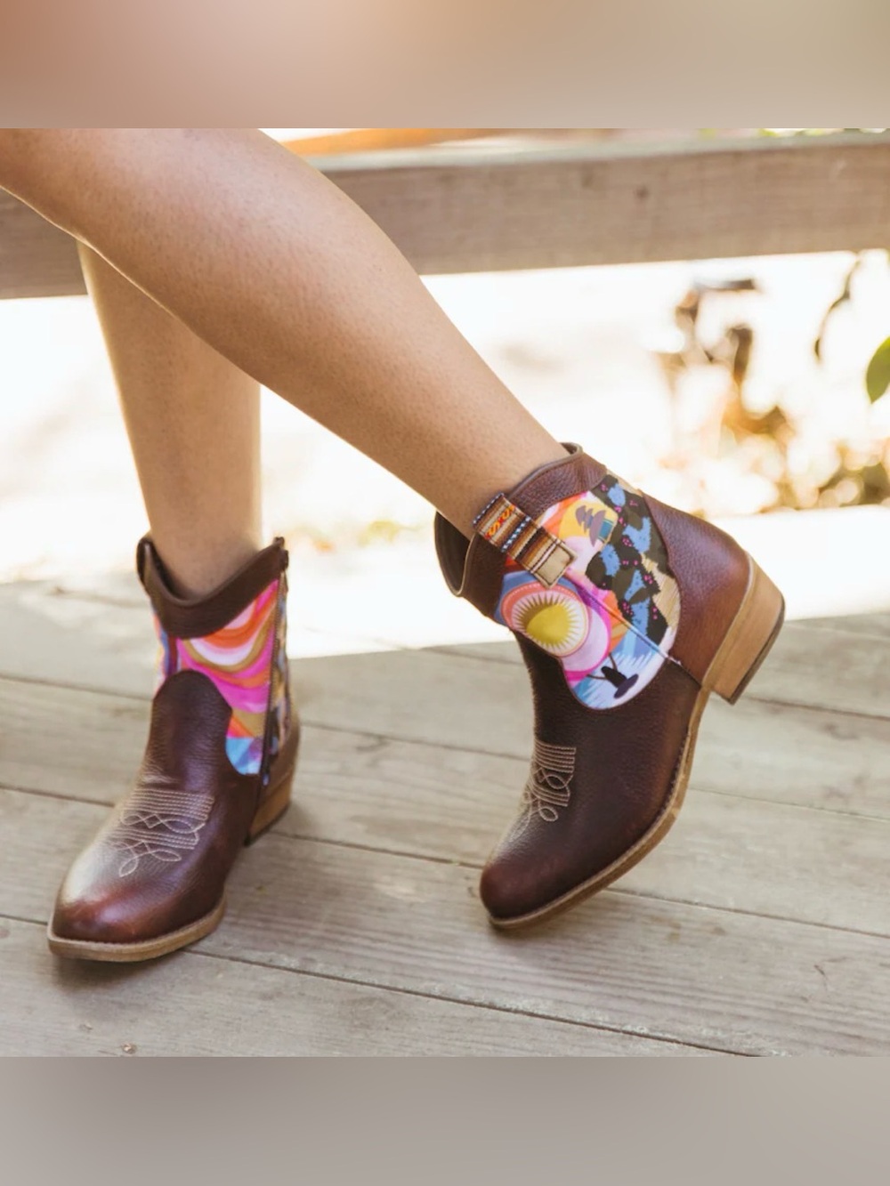inkkas Samadhi Western Brown Leather Ankle Boots size 9